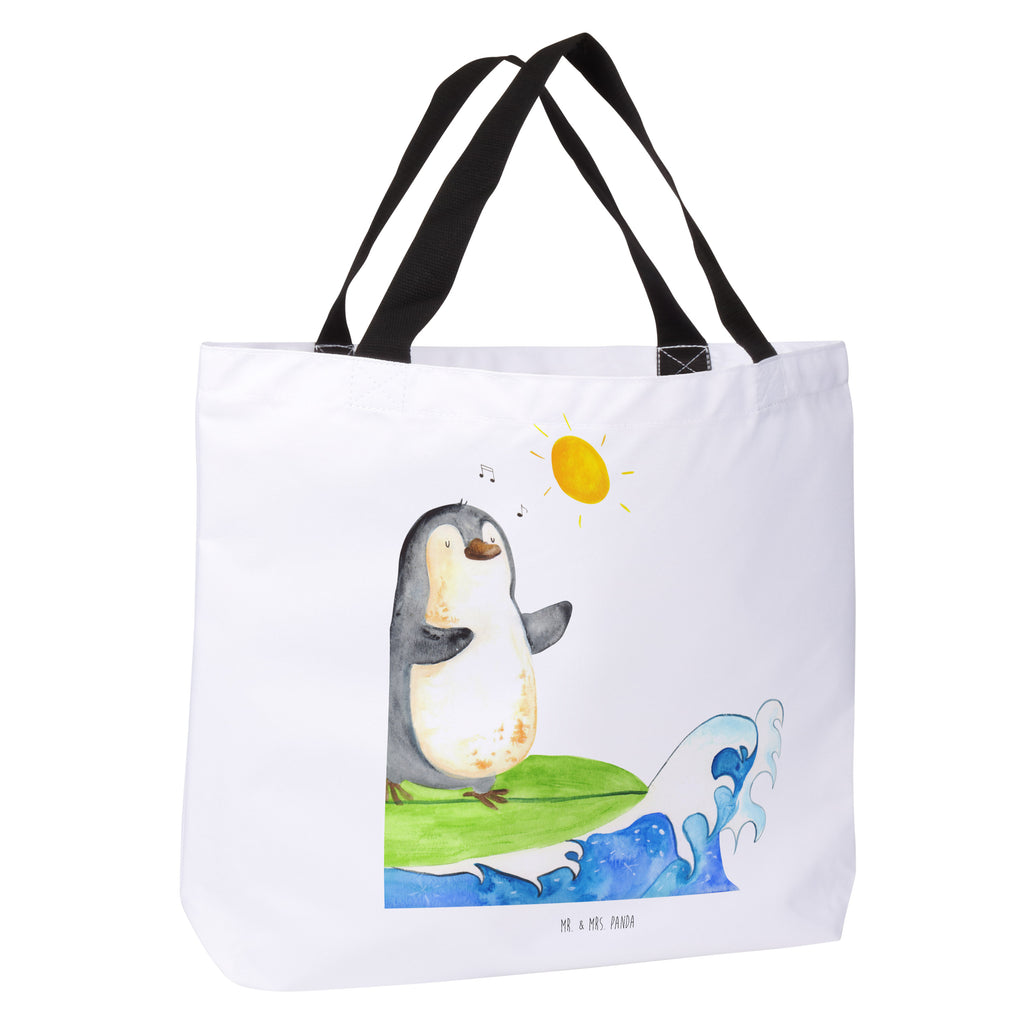 Shopper Pinguin Surfer Beutel, Einkaufstasche, Tasche, Strandtasche, Einkaufsbeutel, Shopper, Schultasche, Freizeittasche, Tragebeutel, Schulbeutel, Alltagstasche, Pinguin, Pinguine, surfen, Surfer, Hawaii, Urlaub, Wellen, Wellen reiten, Portugal