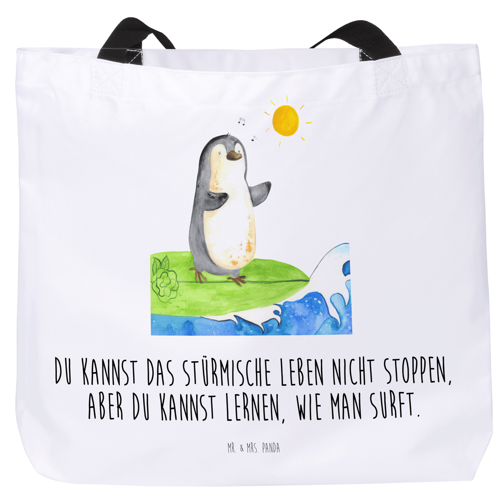 Shopper Pinguin Surfer Beutel, Einkaufstasche, Tasche, Strandtasche, Einkaufsbeutel, Shopper, Schultasche, Freizeittasche, Tragebeutel, Schulbeutel, Alltagstasche, Pinguin, Pinguine, surfen, Surfer, Hawaii, Urlaub, Wellen, Wellen reiten, Portugal