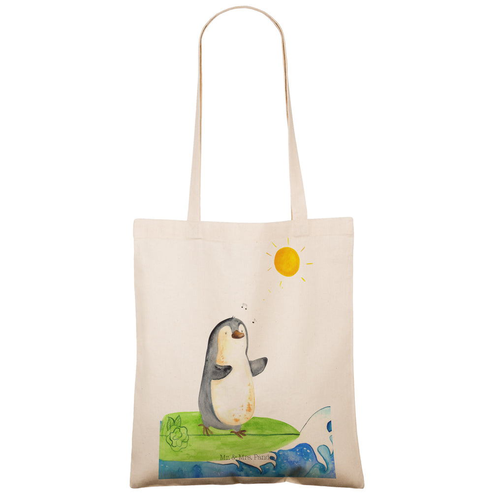 Tragetasche Pinguin Surfer Beuteltasche, Beutel, Einkaufstasche, Jutebeutel, Stoffbeutel, Pinguin, Pinguine, surfen, Surfer, Hawaii, Urlaub, Wellen, Wellen reiten, Portugal