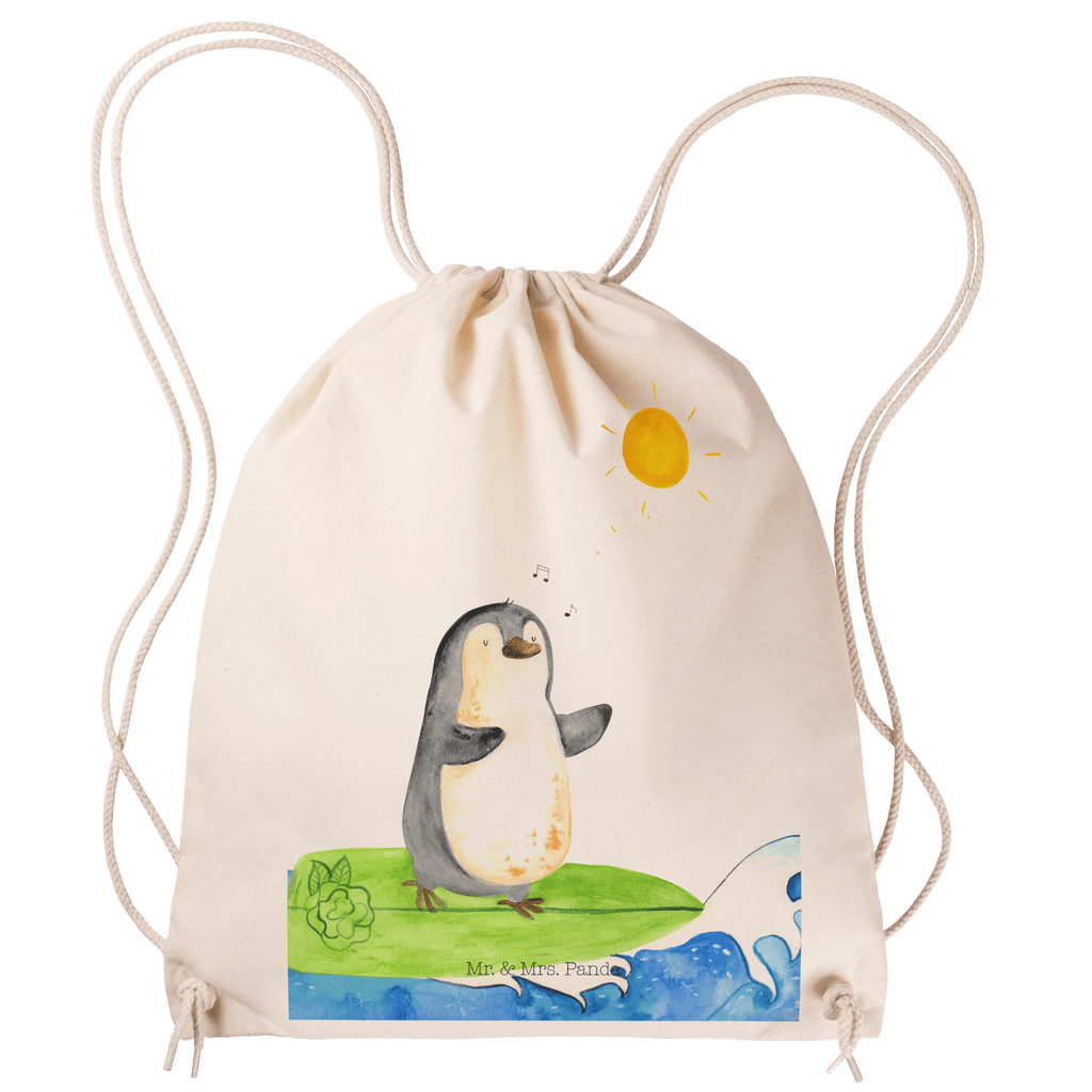 Sportbeutel Pinguin Surfer Turnbeutel, Beutel, Sporttasche, Tasche, Stoffbeutel, Pinguin, Pinguine, surfen, Surfer, Hawaii, Urlaub, Wellen, Wellen reiten, Portugal
