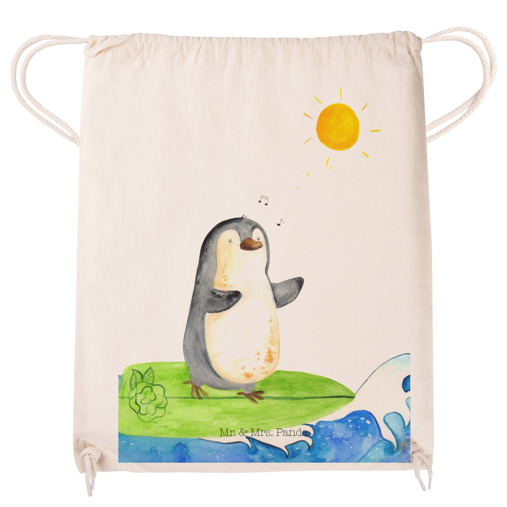 Sportbeutel Pinguin Surfer Turnbeutel, Beutel, Sporttasche, Tasche, Stoffbeutel, Pinguin, Pinguine, surfen, Surfer, Hawaii, Urlaub, Wellen, Wellen reiten, Portugal