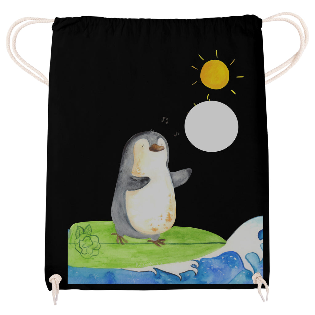 Sportbeutel Pinguin Surfer Turnbeutel, Beutel, Sporttasche, Tasche, Stoffbeutel, Pinguin, Pinguine, surfen, Surfer, Hawaii, Urlaub, Wellen, Wellen reiten, Portugal