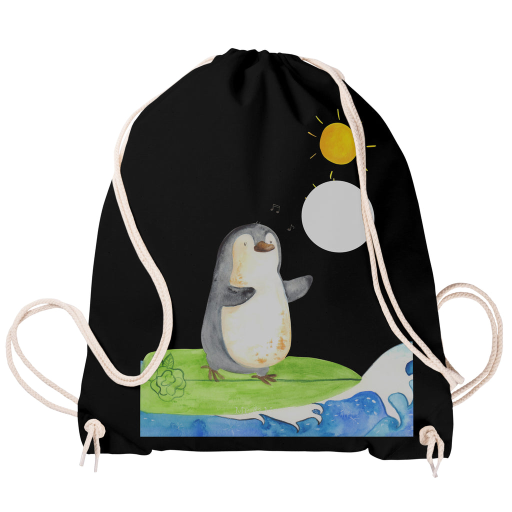 Sportbeutel Pinguin Surfer Turnbeutel, Beutel, Sporttasche, Tasche, Stoffbeutel, Pinguin, Pinguine, surfen, Surfer, Hawaii, Urlaub, Wellen, Wellen reiten, Portugal