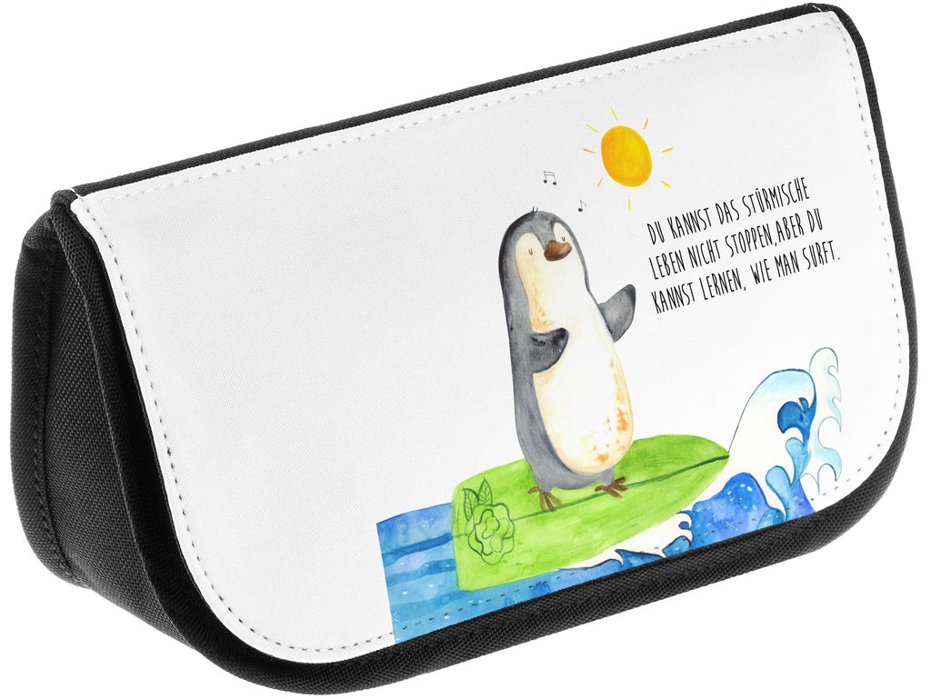 Kosmetiktasche Pinguin Surfer Kosmetikbeutel, Kulturtasche, Kulturbeutel, Schminktasche, Make-Up Tasche, Pinguin, Pinguine, surfen, Surfer, Hawaii, Urlaub, Wellen, Wellen reiten, Portugal