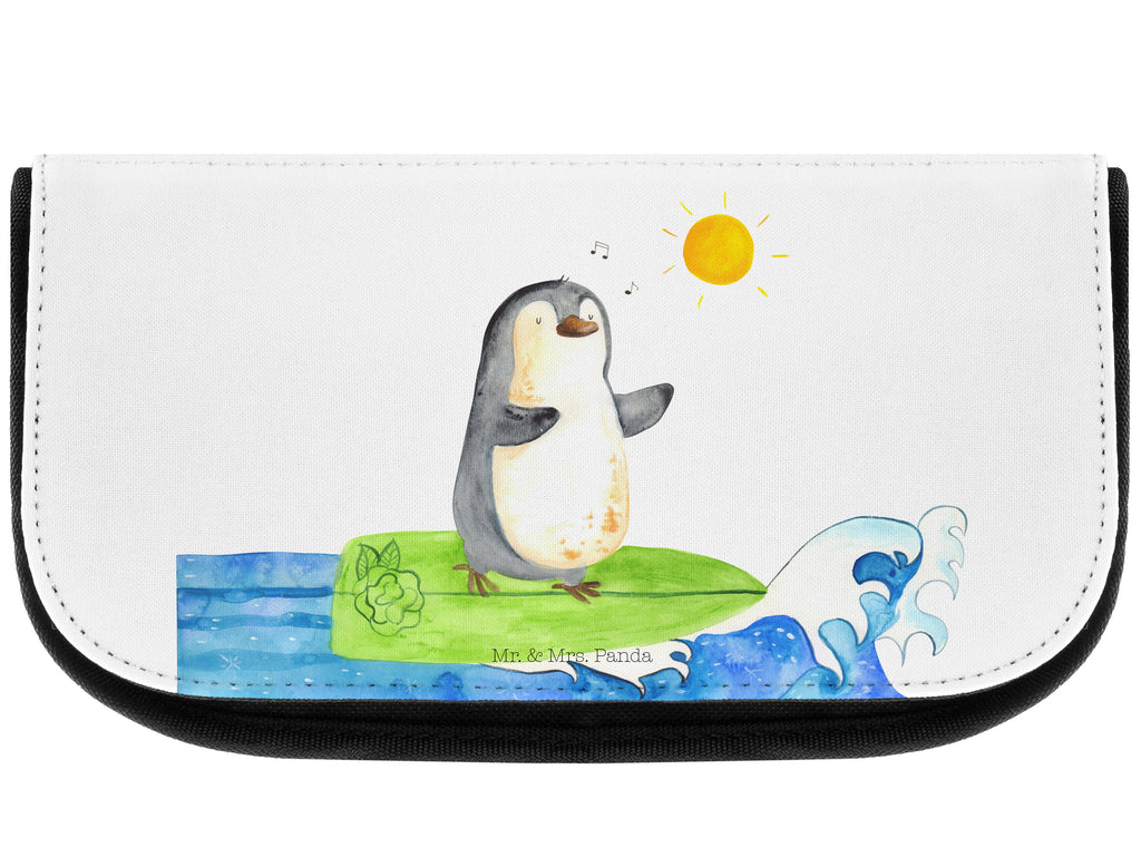 Kosmetiktasche Pinguin Surfer Kosmetikbeutel, Kulturtasche, Kulturbeutel, Schminktasche, Make-Up Tasche, Pinguin, Pinguine, surfen, Surfer, Hawaii, Urlaub, Wellen, Wellen reiten, Portugal