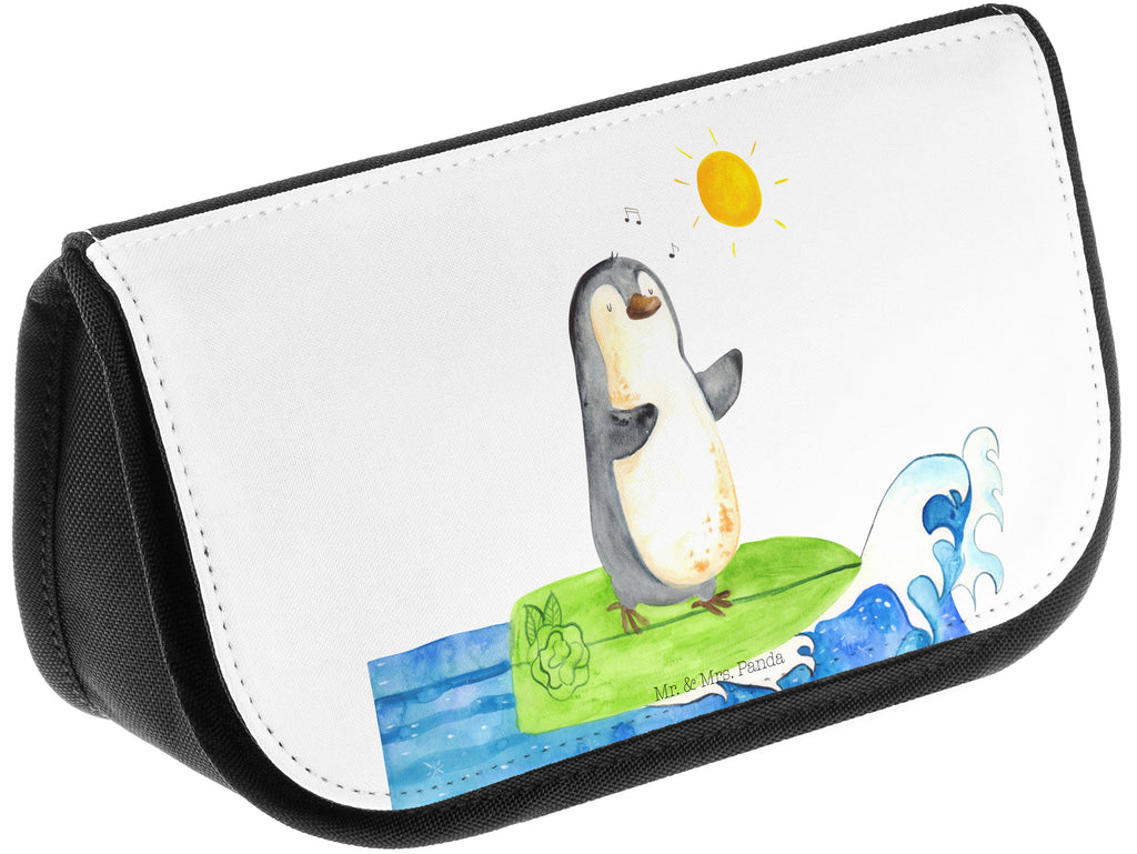 Kosmetiktasche Pinguin Surfer Kosmetikbeutel, Kulturtasche, Kulturbeutel, Schminktasche, Make-Up Tasche, Pinguin, Pinguine, surfen, Surfer, Hawaii, Urlaub, Wellen, Wellen reiten, Portugal