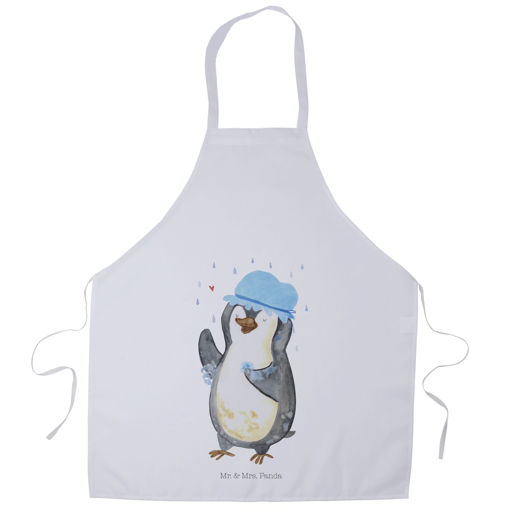 Kochschürze Pinguin duscht Schürze, Backschürze, Küchenschürze, Grillschürze, Latzschürze, Pinguin, Pinguine, Dusche, duschen, Lebensmotto, Motivation, Neustart, Neuanfang, glücklich sein