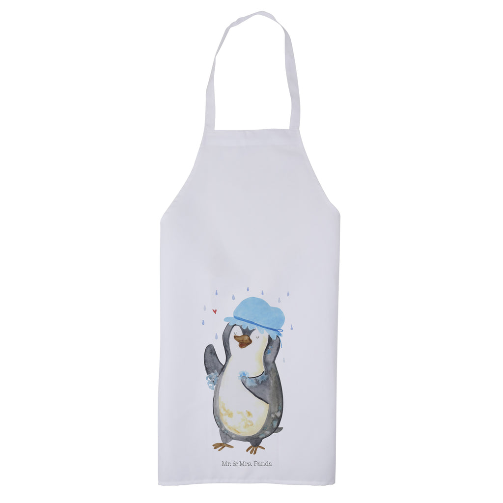 Kochschürze Pinguin duscht Schürze, Backschürze, Küchenschürze, Grillschürze, Latzschürze, Pinguin, Pinguine, Dusche, duschen, Lebensmotto, Motivation, Neustart, Neuanfang, glücklich sein