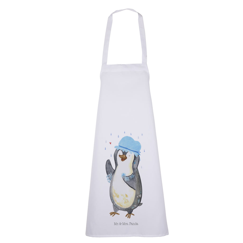 Kochschürze Pinguin duscht Schürze, Backschürze, Küchenschürze, Grillschürze, Latzschürze, Pinguin, Pinguine, Dusche, duschen, Lebensmotto, Motivation, Neustart, Neuanfang, glücklich sein