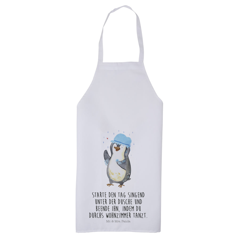 Kochschürze Pinguin duscht Schürze, Backschürze, Küchenschürze, Grillschürze, Latzschürze, Pinguin, Pinguine, Dusche, duschen, Lebensmotto, Motivation, Neustart, Neuanfang, glücklich sein