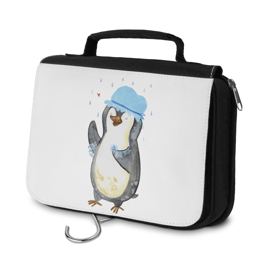 Kulturbeutel Pinguin duscht Kulturbeutel, Zum Aufhängen, Waschtasche, Kosmetiktasche, Damen, Herren, Aufbewahrungstasche, Schminktasche, Kosmetikbeutel, Organizer, Kulturtasche, Schminkutensil, Pinguin, Pinguine, Dusche, duschen, Lebensmotto, Motivation, Neustart, Neuanfang, glücklich sein
