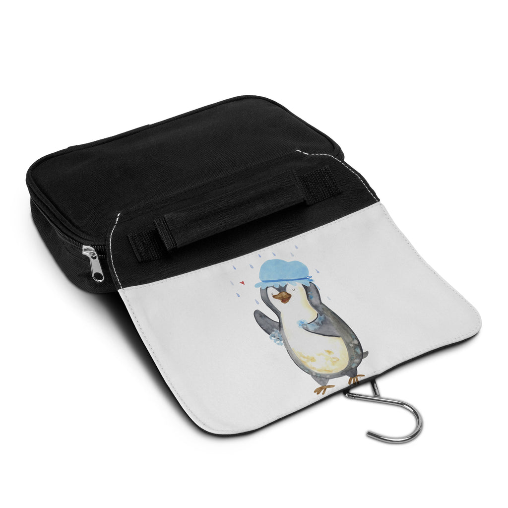 Kulturbeutel Pinguin duscht Kulturbeutel, Zum Aufhängen, Waschtasche, Kosmetiktasche, Damen, Herren, Aufbewahrungstasche, Schminktasche, Kosmetikbeutel, Organizer, Kulturtasche, Schminkutensil, Pinguin, Pinguine, Dusche, duschen, Lebensmotto, Motivation, Neustart, Neuanfang, glücklich sein