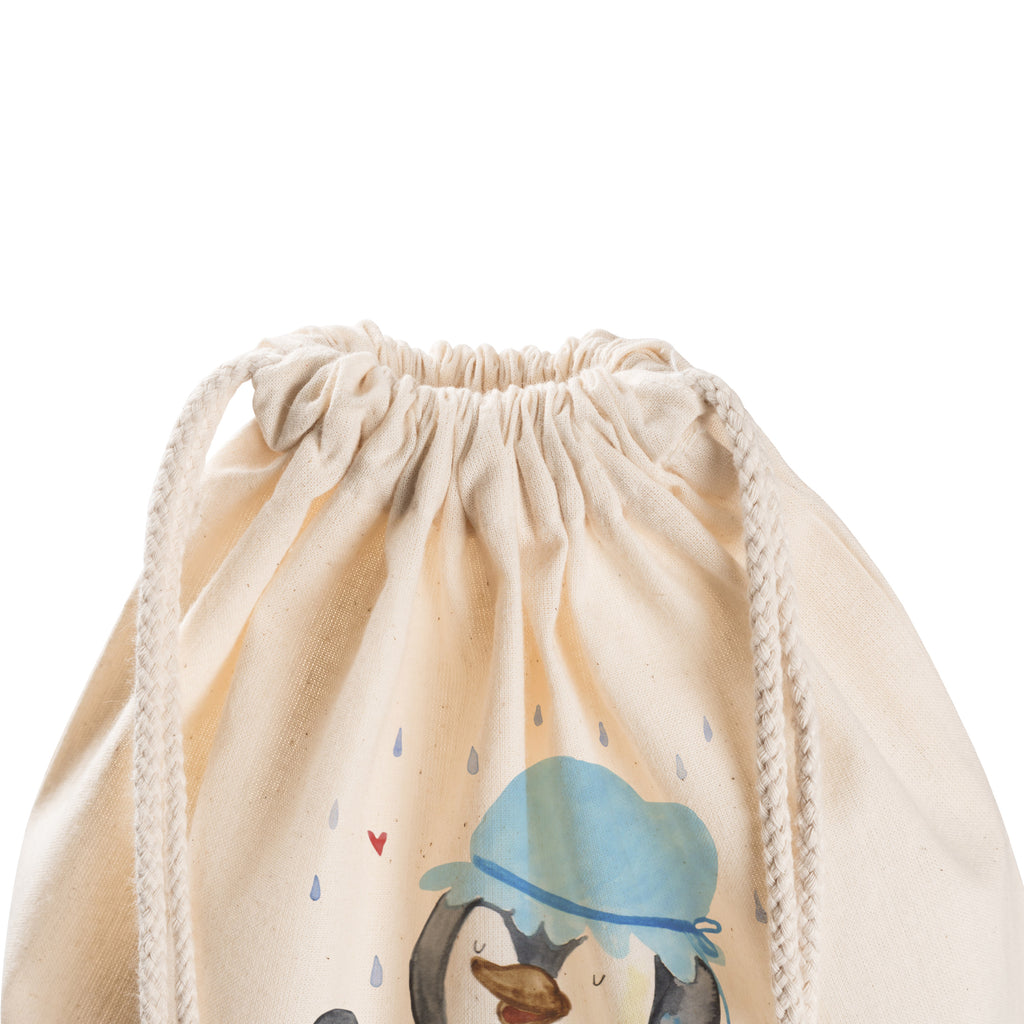 Sportbeutel Pinguin duscht Turnbeutel, Beutel, Sporttasche, Tasche, Stoffbeutel, Pinguin, Pinguine, Dusche, duschen, Lebensmotto, Motivation, Neustart, Neuanfang, glücklich sein