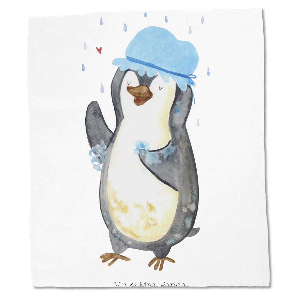 Tragetasche Pinguin duscht Beuteltasche, Beutel, Einkaufstasche, Jutebeutel, Stoffbeutel, Pinguin, Pinguine, Dusche, duschen, Lebensmotto, Motivation, Neustart, Neuanfang, glücklich sein