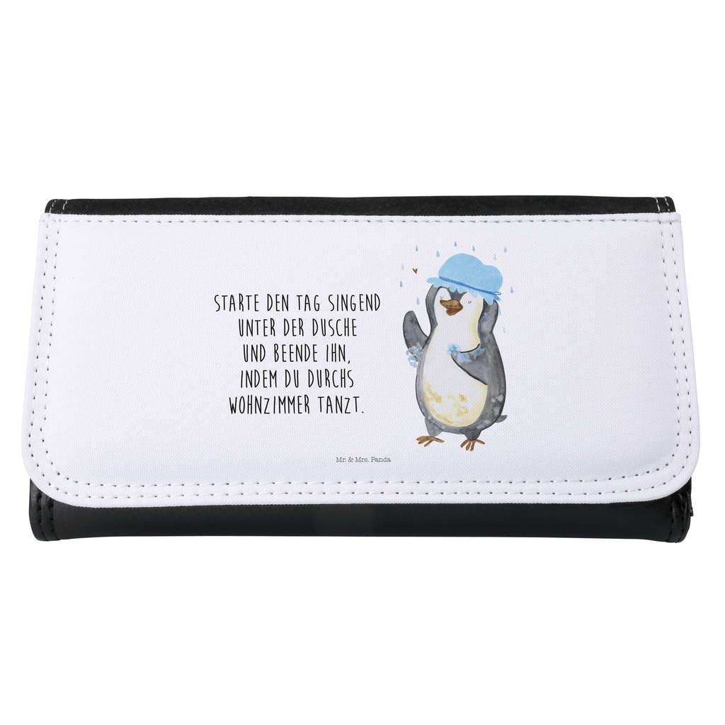 Damen Portemonnaie Pinguin duscht Portemonnaie, Portemonee, Geldbörse, Damen, Groß, XXL, Geldbeutel, Portemonnaies, Pinguin, Pinguine, Dusche, duschen, Lebensmotto, Motivation, Neustart, Neuanfang, glücklich sein