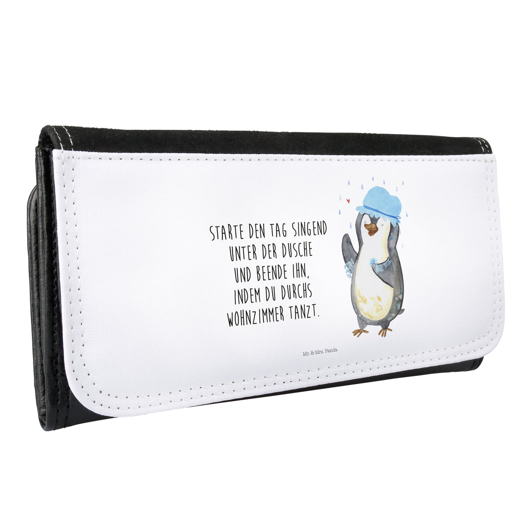 Damen Portemonnaie Pinguin duscht Portemonnaie, Portemonee, Geldbörse, Damen, Groß, XXL, Geldbeutel, Portemonnaies, Pinguin, Pinguine, Dusche, duschen, Lebensmotto, Motivation, Neustart, Neuanfang, glücklich sein