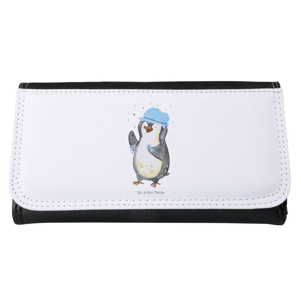 Damen Portemonnaie Pinguin duscht Portemonnaie, Portemonee, Geldbörse, Damen, Groß, XXL, Geldbeutel, Portemonnaies, Pinguin, Pinguine, Dusche, duschen, Lebensmotto, Motivation, Neustart, Neuanfang, glücklich sein