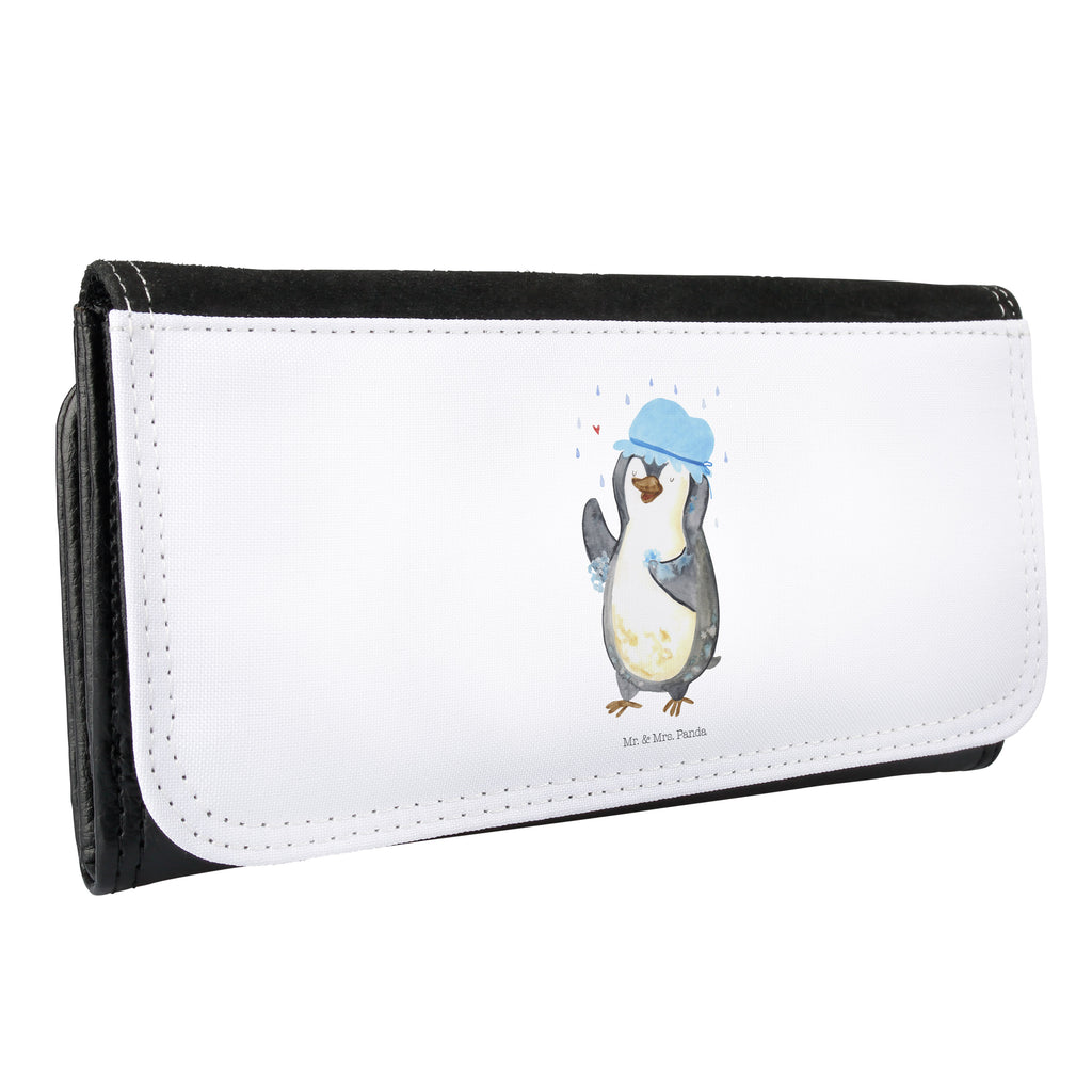 Damen Portemonnaie Pinguin duscht Portemonnaie, Portemonee, Geldbörse, Damen, Groß, XXL, Geldbeutel, Portemonnaies, Pinguin, Pinguine, Dusche, duschen, Lebensmotto, Motivation, Neustart, Neuanfang, glücklich sein