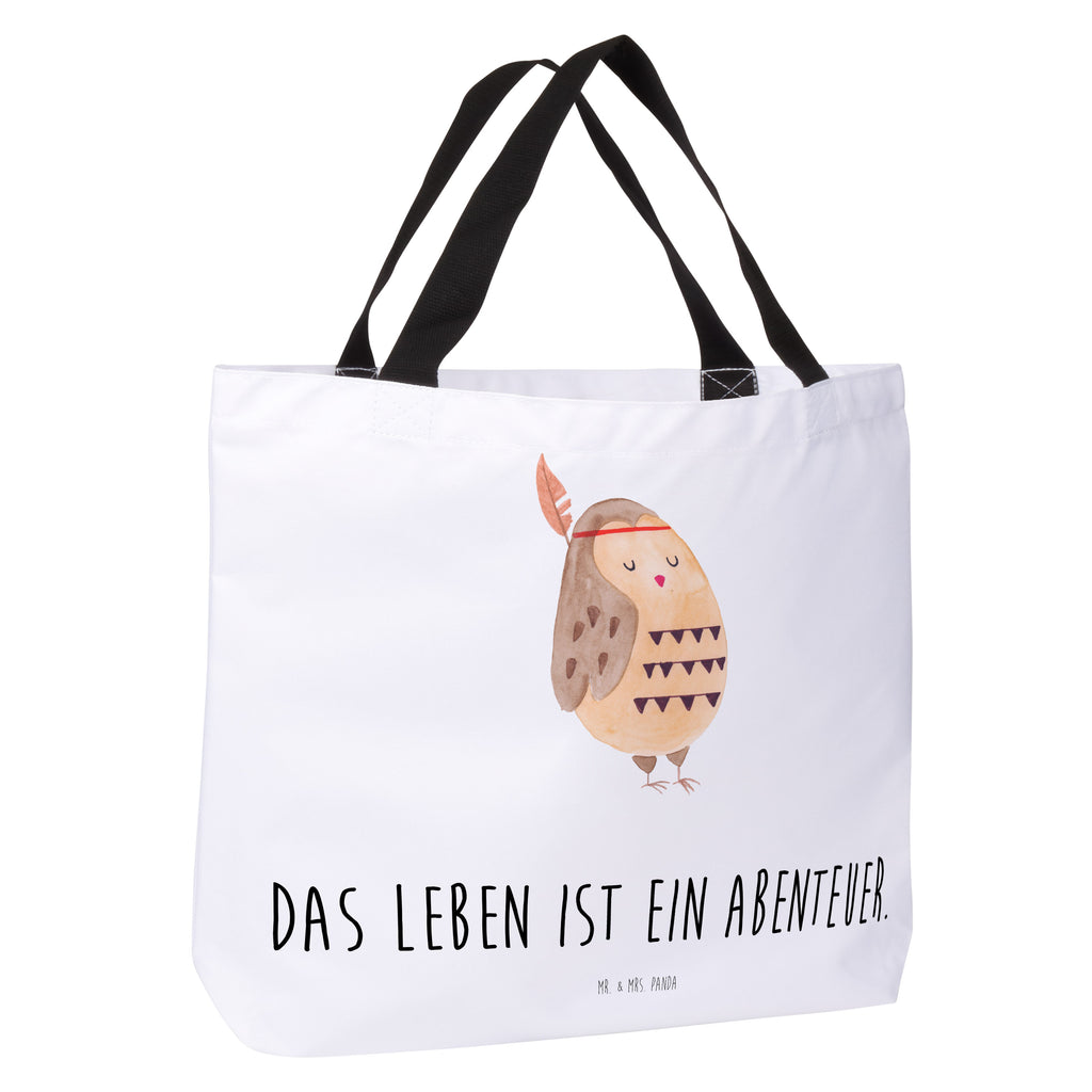 Shopper Eule Federschmuck Beutel, Einkaufstasche, Tasche, Strandtasche, Einkaufsbeutel, Shopper, Schultasche, Freizeittasche, Tragebeutel, Schulbeutel, Alltagstasche, Eule, Eule Deko, Owl, Das Leben ist ein Abenteuer, Reisespruch, Federschmuck, Dekoration