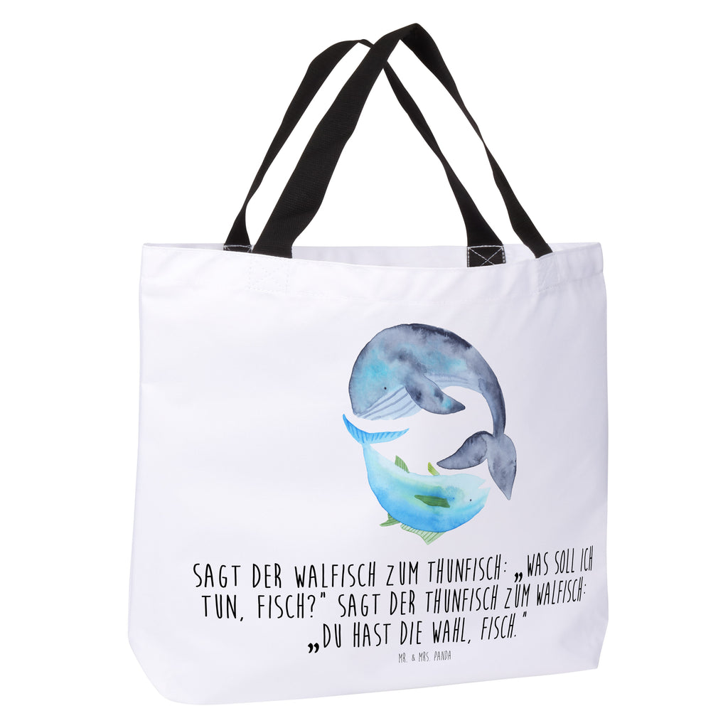 Shopper Walfisch & Thunfisch Beutel, Einkaufstasche, Tasche, Strandtasche, Einkaufsbeutel, Shopper, Schultasche, Freizeittasche, Tragebeutel, Schulbeutel, Alltagstasche, Tiermotive, Gute Laune, lustige Sprüche, Tiere, Wal, Wahl, Tunfisch, Wortwitz lustig, Spruch lustig, Flachwitz, Witz, Spruch des Tages, Flachwitz Geschenk