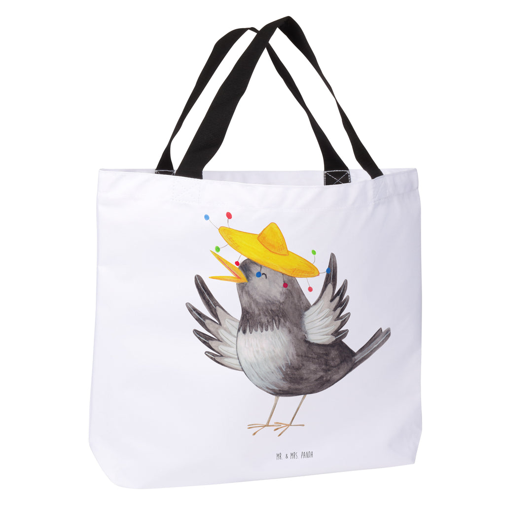 Shopper Rabe mit Sombrero Beutel, Einkaufstasche, Tasche, Strandtasche, Einkaufsbeutel, Shopper, Schultasche, Freizeittasche, Tragebeutel, Schulbeutel, Alltagstasche, Tiermotive, Gute Laune, lustige Sprüche, Tiere, Rabe, Vogel, Vögel, Spruch positiv, fröhlich sein, glücklich sein, Glück Spruch, froh, Elster, Motivation
