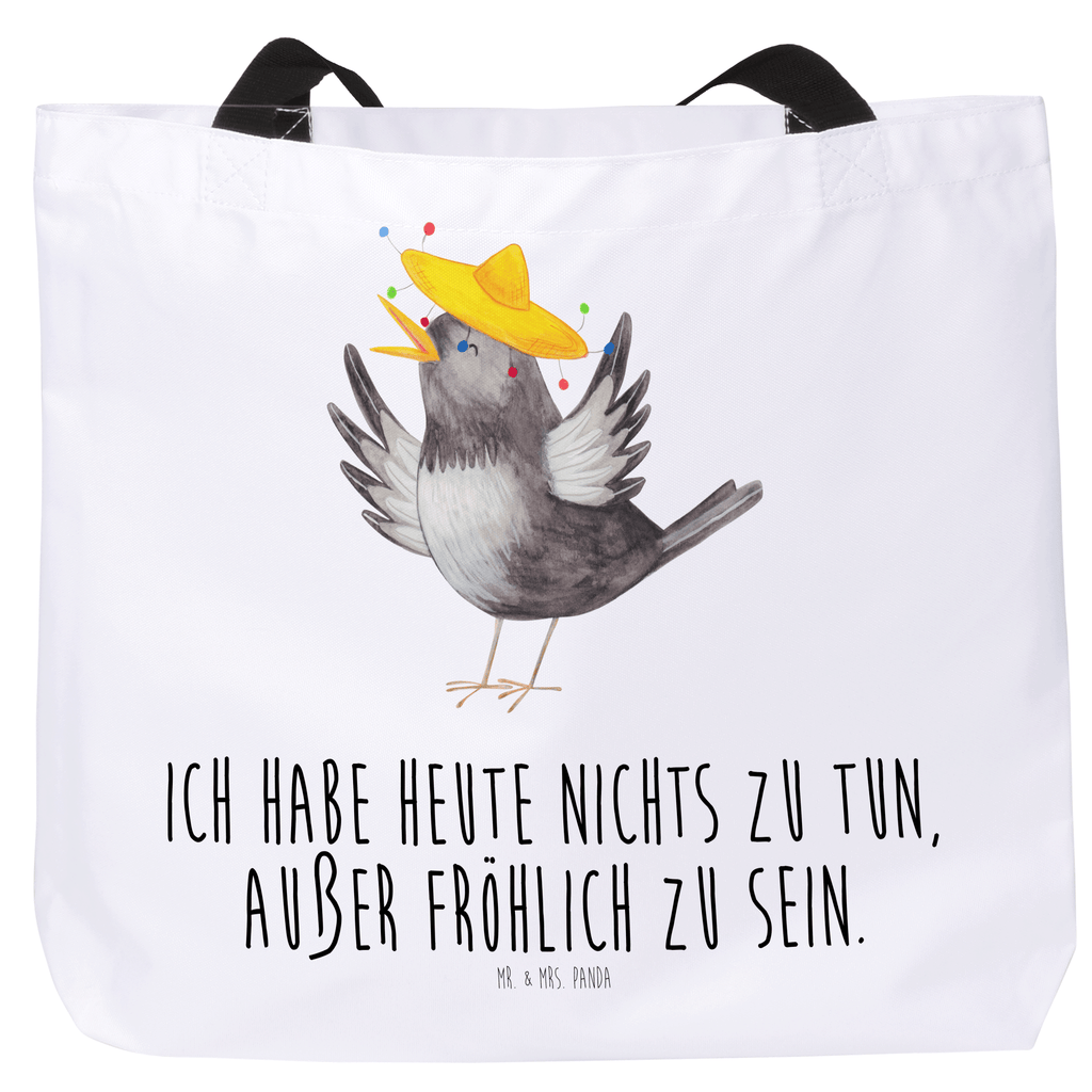 Shopper Rabe mit Sombrero Beutel, Einkaufstasche, Tasche, Strandtasche, Einkaufsbeutel, Shopper, Schultasche, Freizeittasche, Tragebeutel, Schulbeutel, Alltagstasche, Tiermotive, Gute Laune, lustige Sprüche, Tiere, Rabe, Vogel, Vögel, Spruch positiv, fröhlich sein, glücklich sein, Glück Spruch, froh, Elster, Motivation