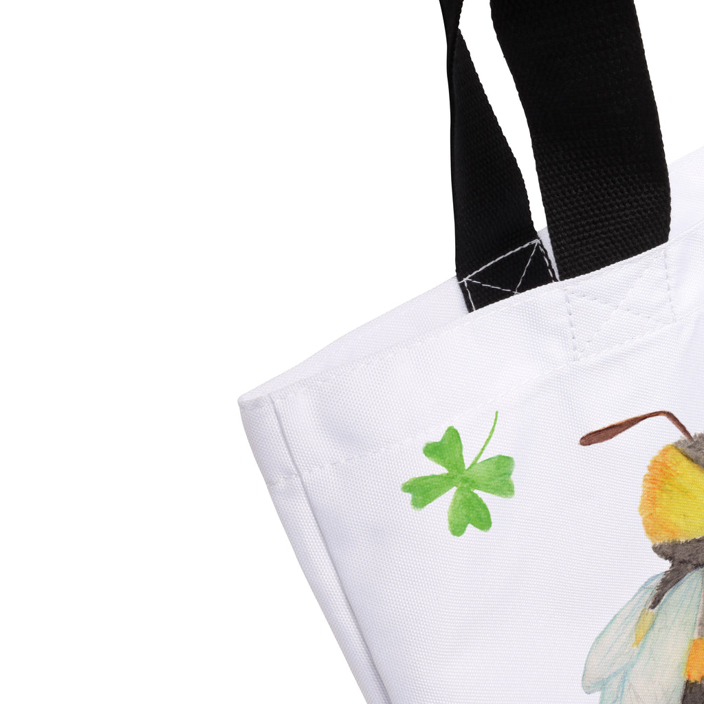 Shopper Hummeln mit Kleeblatt Beutel, Einkaufstasche, Tasche, Strandtasche, Einkaufsbeutel, Shopper, Schultasche, Freizeittasche, Tragebeutel, Schulbeutel, Alltagstasche, Tiermotive, Gute Laune, lustige Sprüche, Tiere, Hummel, Biene, Spruch positiv, Biene Deko, Spruch schön, glücklich sein, glücklich werden, Spruch fröhlich