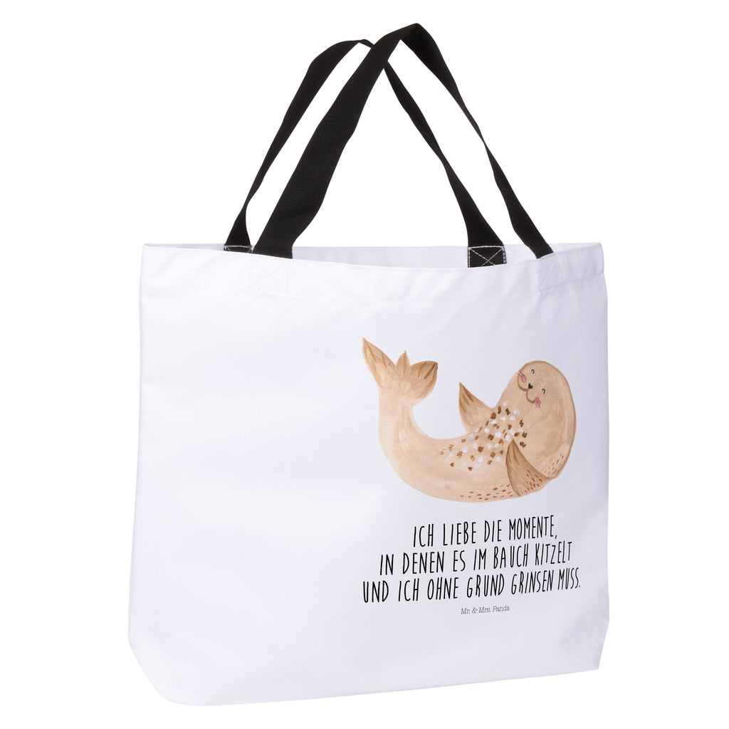 Shopper Robbe liegend Beutel, Einkaufstasche, Tasche, Strandtasche, Einkaufsbeutel, Shopper, Schultasche, Freizeittasche, Tragebeutel, Schulbeutel, Alltagstasche, Tiermotive, Gute Laune, lustige Sprüche, Tiere, Robbe, Robben, Seehund, Strand, Meerestier, Ostsee, Nordsee, Lachen, Freude