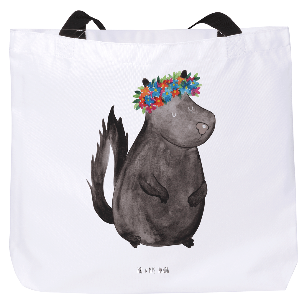 Shopper Stinktier Blumenmaedchen Beutel, Einkaufstasche, Tasche, Strandtasche, Einkaufsbeutel, Shopper, Schultasche, Freizeittasche, Tragebeutel, Schulbeutel, Alltagstasche, Stinktier, Skunk, Wildtier, Raubtier, Stinker, Stinki, Yoga, Namaste, Lebe, Liebe, Lache