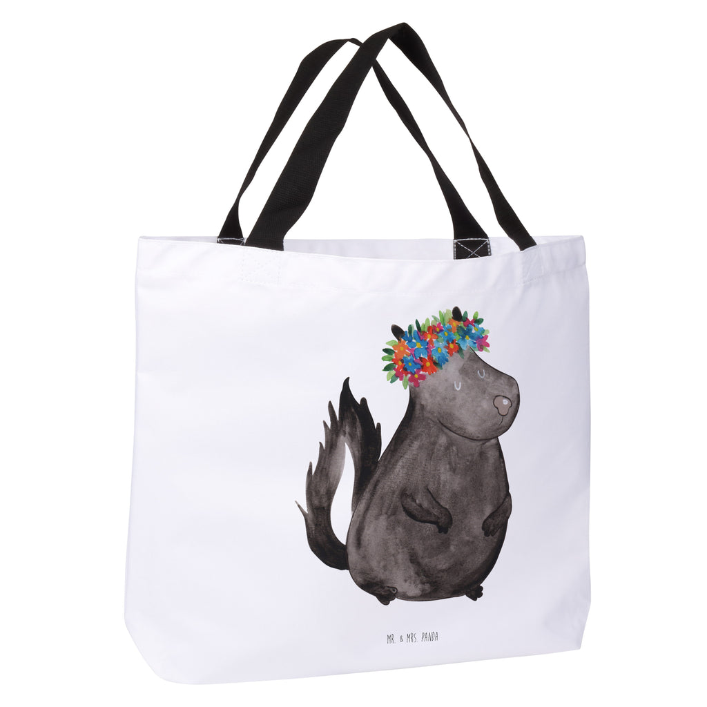 Shopper Stinktier Blumenmaedchen Beutel, Einkaufstasche, Tasche, Strandtasche, Einkaufsbeutel, Shopper, Schultasche, Freizeittasche, Tragebeutel, Schulbeutel, Alltagstasche, Stinktier, Skunk, Wildtier, Raubtier, Stinker, Stinki, Yoga, Namaste, Lebe, Liebe, Lache