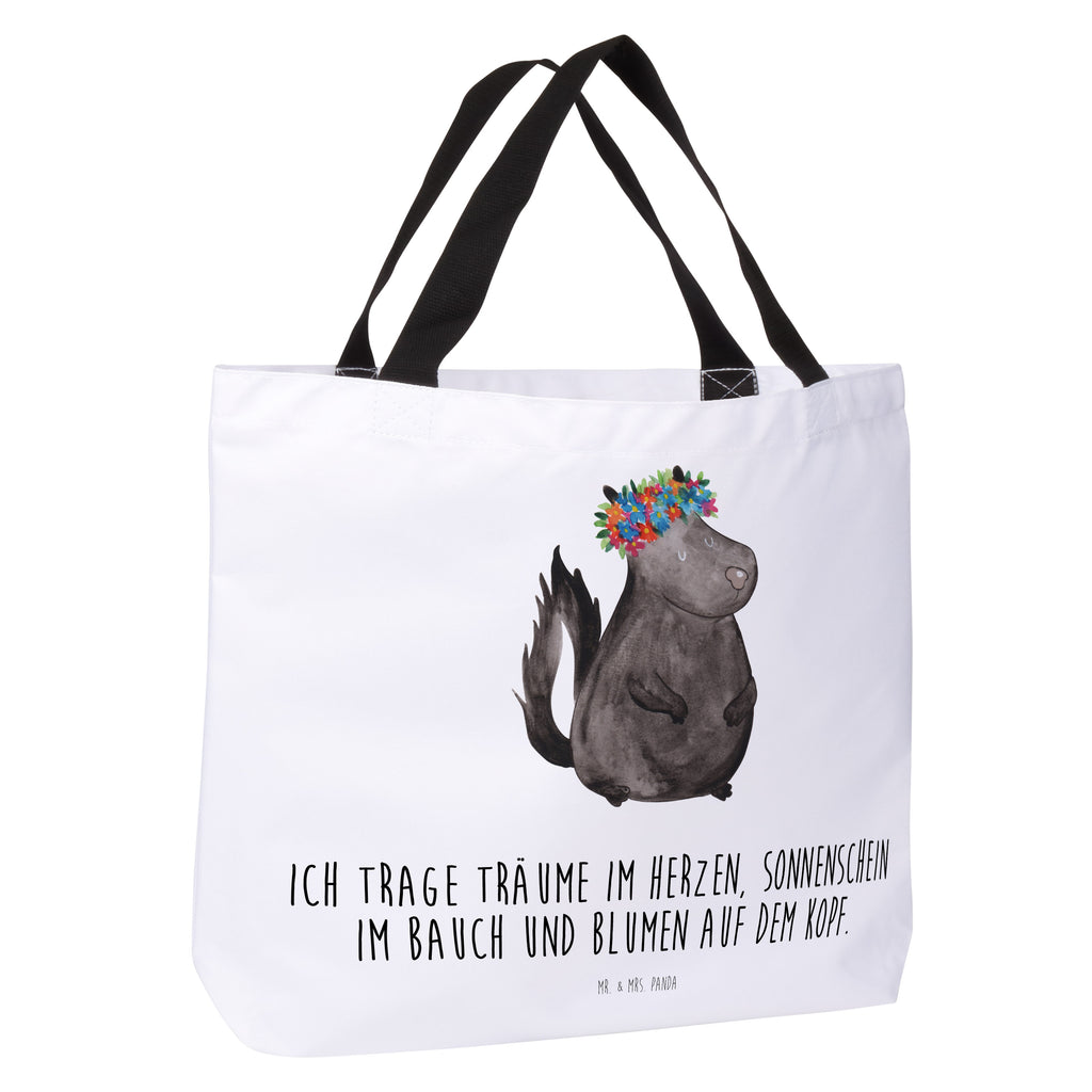 Shopper Stinktier Blumenmaedchen Beutel, Einkaufstasche, Tasche, Strandtasche, Einkaufsbeutel, Shopper, Schultasche, Freizeittasche, Tragebeutel, Schulbeutel, Alltagstasche, Stinktier, Skunk, Wildtier, Raubtier, Stinker, Stinki, Yoga, Namaste, Lebe, Liebe, Lache