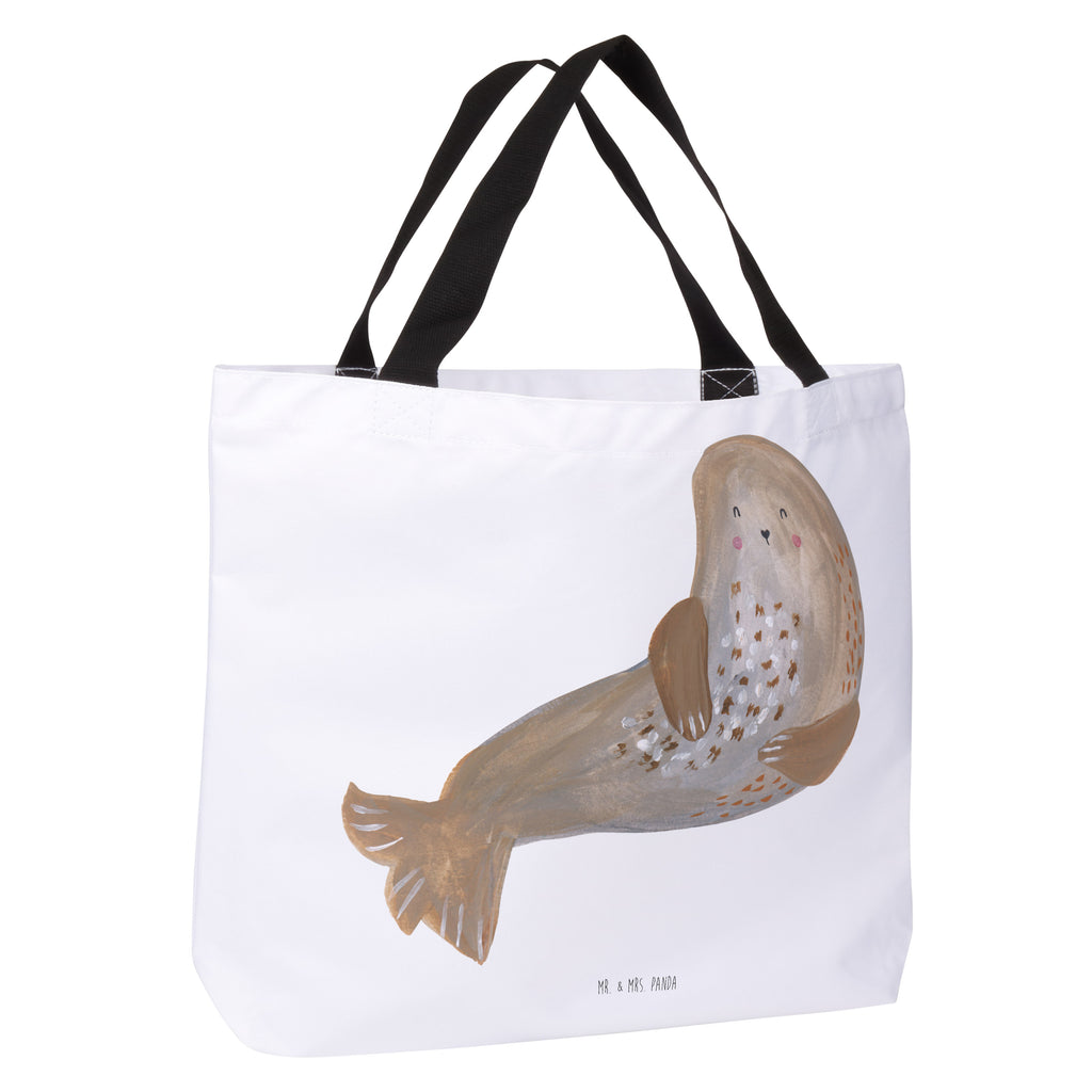 Shopper Robbe lachend Beutel, Einkaufstasche, Tasche, Strandtasche, Einkaufsbeutel, Shopper, Schultasche, Freizeittasche, Tragebeutel, Schulbeutel, Alltagstasche, Tiermotive, Gute Laune, lustige Sprüche, Tiere, Robbe, Robben, Seehund, Strand, Meerestier, Ostsee, Nordsee