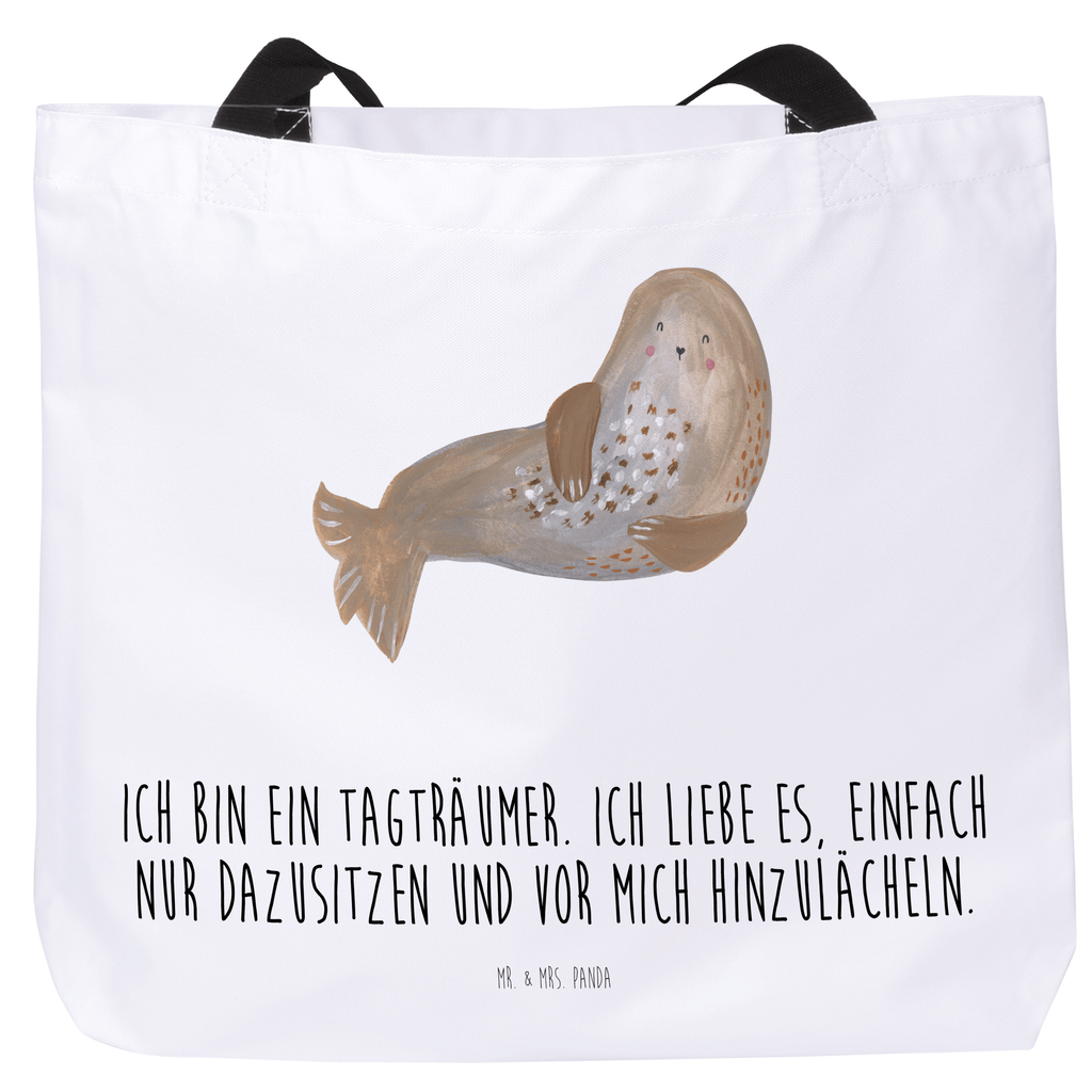 Shopper Robbe lachend Beutel, Einkaufstasche, Tasche, Strandtasche, Einkaufsbeutel, Shopper, Schultasche, Freizeittasche, Tragebeutel, Schulbeutel, Alltagstasche, Tiermotive, Gute Laune, lustige Sprüche, Tiere, Robbe, Robben, Seehund, Strand, Meerestier, Ostsee, Nordsee