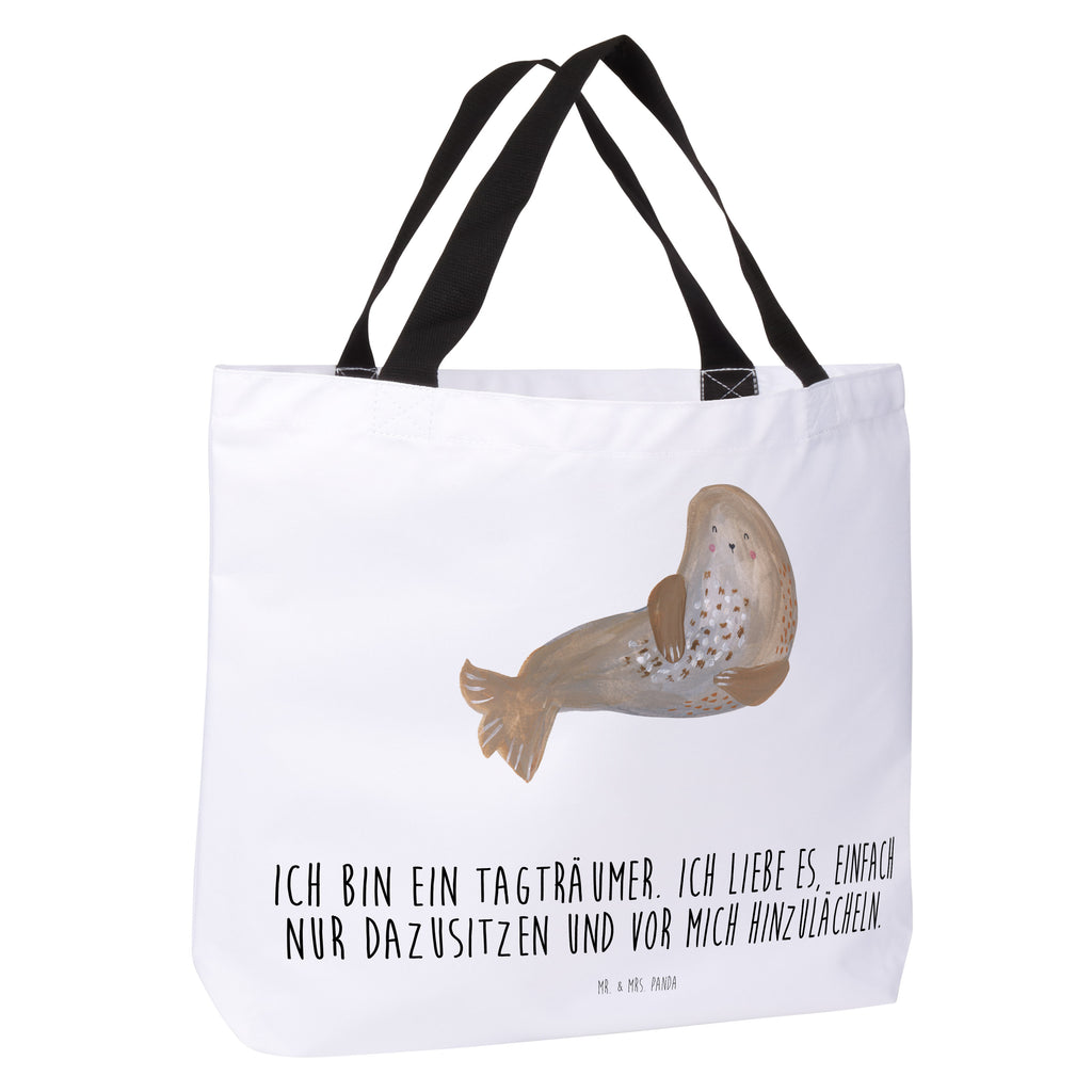 Shopper Robbe lachend Beutel, Einkaufstasche, Tasche, Strandtasche, Einkaufsbeutel, Shopper, Schultasche, Freizeittasche, Tragebeutel, Schulbeutel, Alltagstasche, Tiermotive, Gute Laune, lustige Sprüche, Tiere, Robbe, Robben, Seehund, Strand, Meerestier, Ostsee, Nordsee