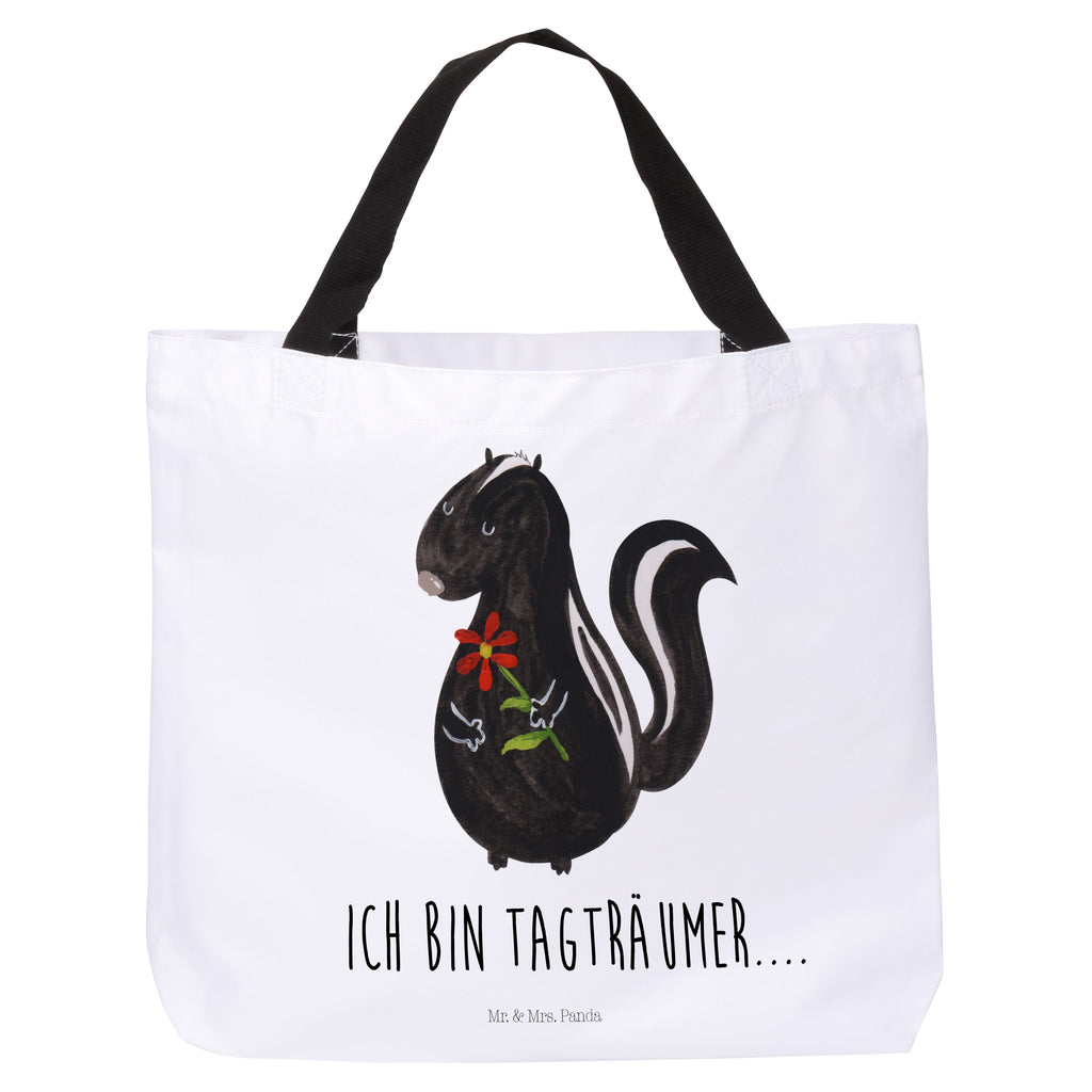 Shopper Stinktier Blume Beutel, Einkaufstasche, Tasche, Strandtasche, Einkaufsbeutel, Shopper, Schultasche, Freizeittasche, Tragebeutel, Schulbeutel, Alltagstasche, Stinktier, Skunk, Wildtier, Raubtier, Stinker, Stinki, Tagträumer, verträumt, Dreams, Träume