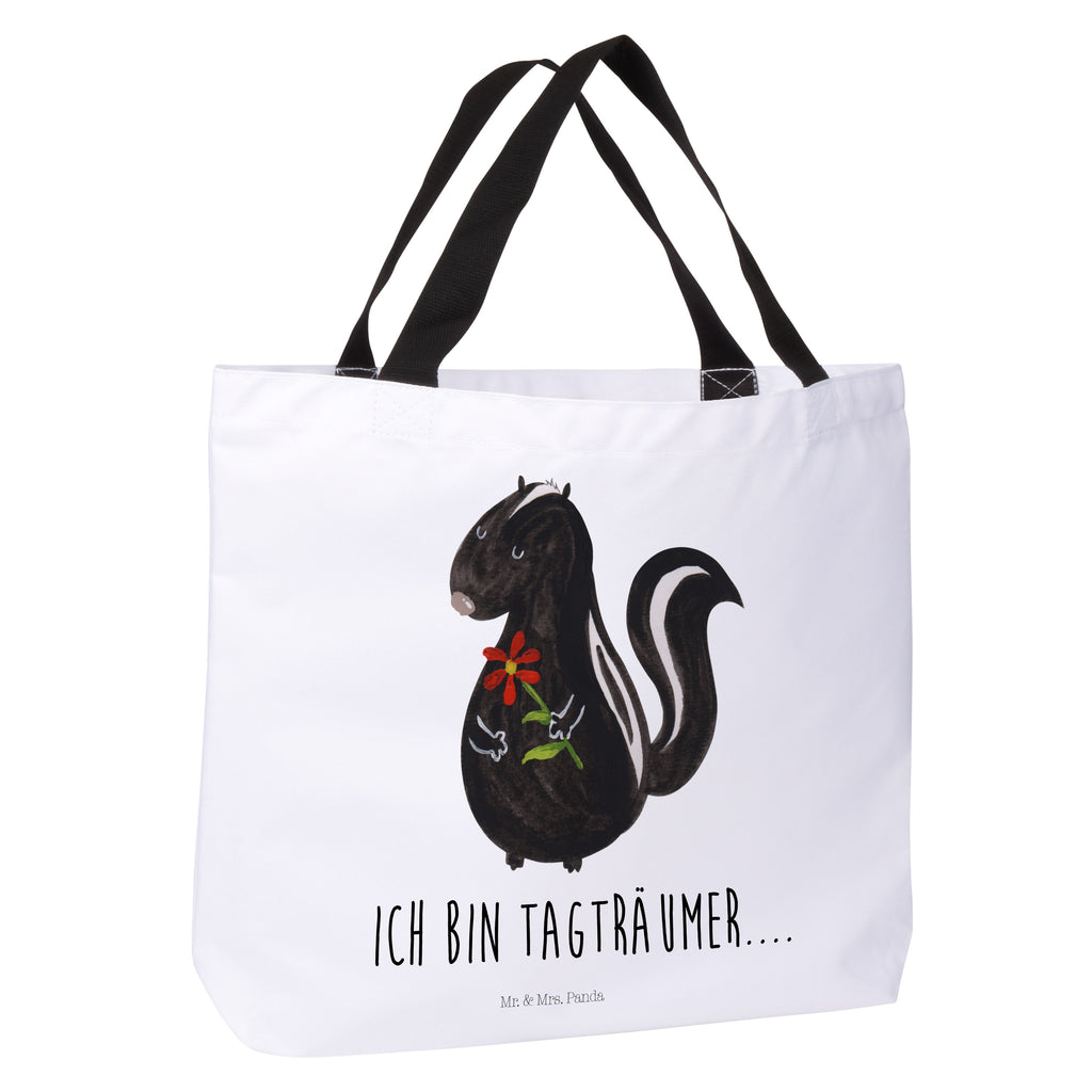 Shopper Stinktier Blume Beutel, Einkaufstasche, Tasche, Strandtasche, Einkaufsbeutel, Shopper, Schultasche, Freizeittasche, Tragebeutel, Schulbeutel, Alltagstasche, Stinktier, Skunk, Wildtier, Raubtier, Stinker, Stinki, Tagträumer, verträumt, Dreams, Träume