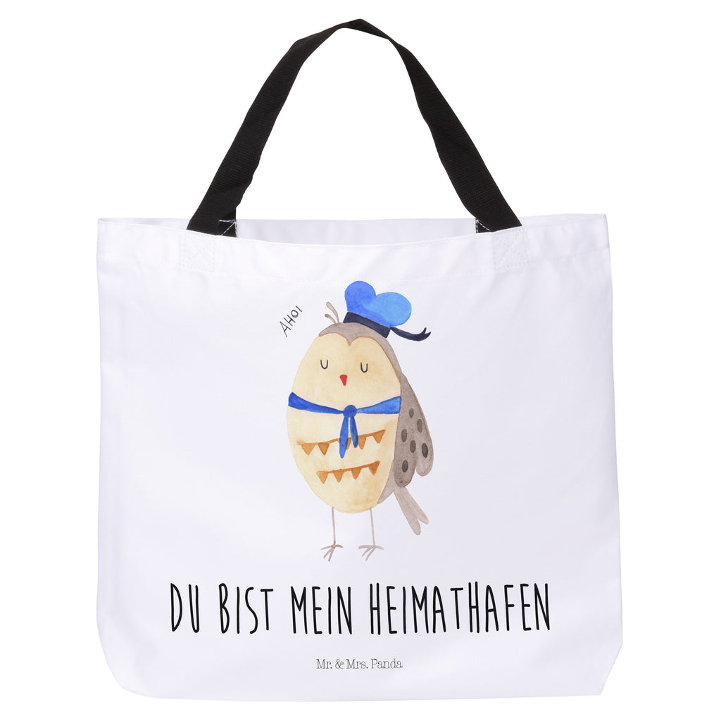 Shopper Eule Matrosen Beutel, Einkaufstasche, Tasche, Strandtasche, Einkaufsbeutel, Shopper, Schultasche, Freizeittasche, Tragebeutel, Schulbeutel, Alltagstasche, Eule, Eule Spruch, Eule Deko, Owl, Wortspiel lustig, Matrose, Freundin, Ehe, Seefahrer, Heimathafen, Hochzeitstag Geschenk