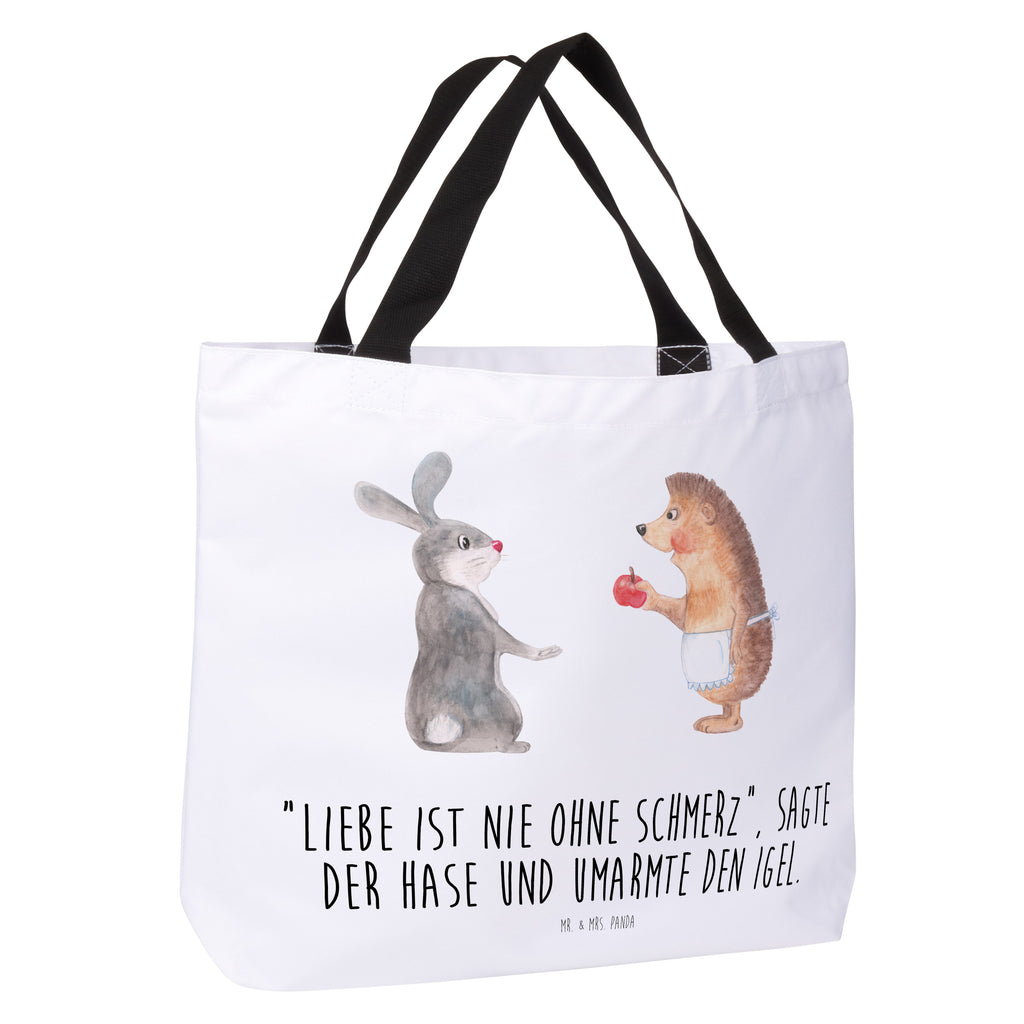 Shopper Liebe ist nie ohne Schmerz Beutel, Einkaufstasche, Tasche, Strandtasche, Einkaufsbeutel, Shopper, Schultasche, Freizeittasche, Tragebeutel, Schulbeutel, Alltagstasche, Tiermotive, Gute Laune, lustige Sprüche, Tiere, Igel und Hase, Igel, Hase, Liebe Spruch, Liebeskummer Geschenk, Herzschmerz, Trösten, Trennungsschmerz, Spruch romantisch