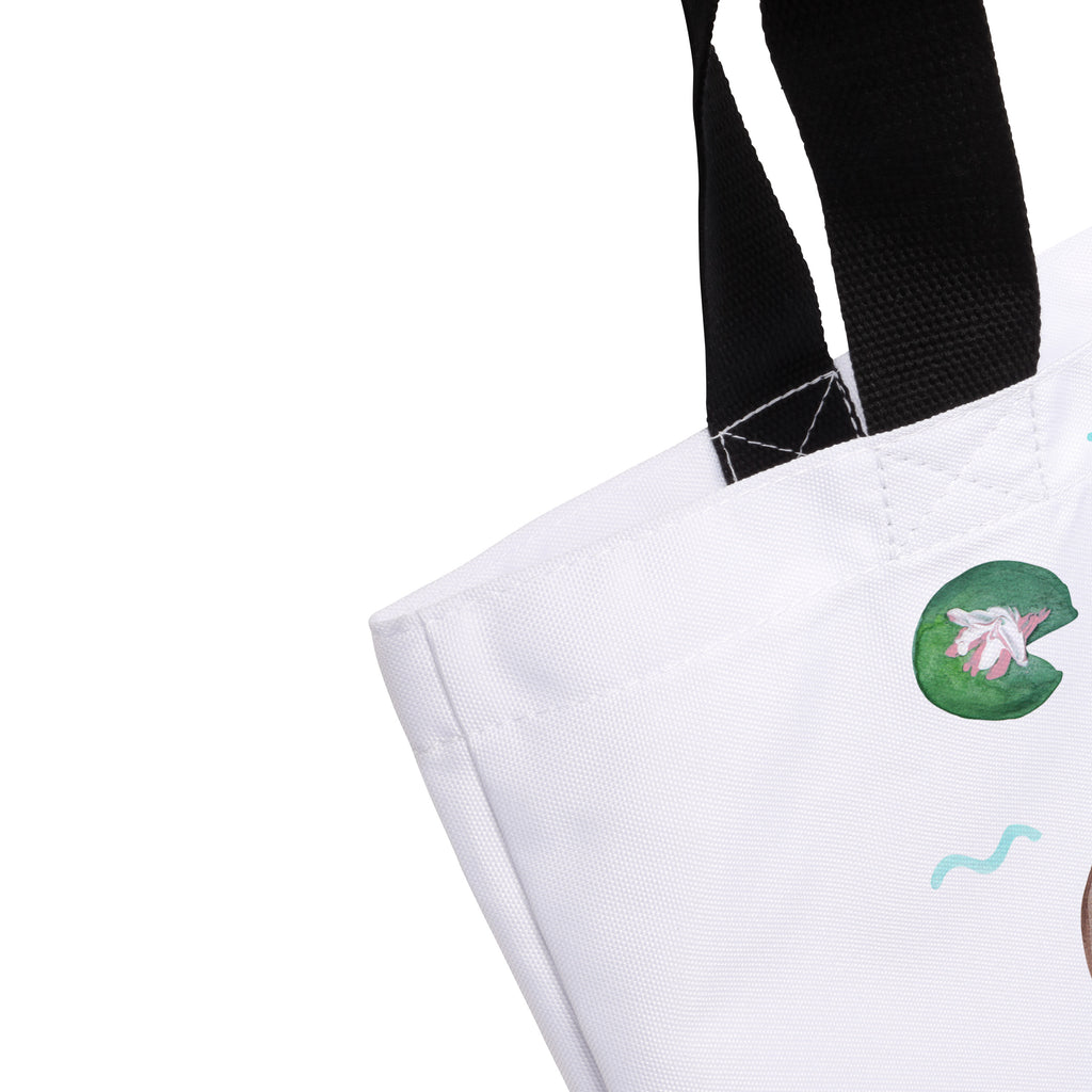 Shopper Otter mit Seerose Beutel, Einkaufstasche, Tasche, Strandtasche, Einkaufsbeutel, Shopper, Schultasche, Freizeittasche, Tragebeutel, Schulbeutel, Alltagstasche, Otter, Fischotter, Seeotter, Otter Seeotter See Otter
