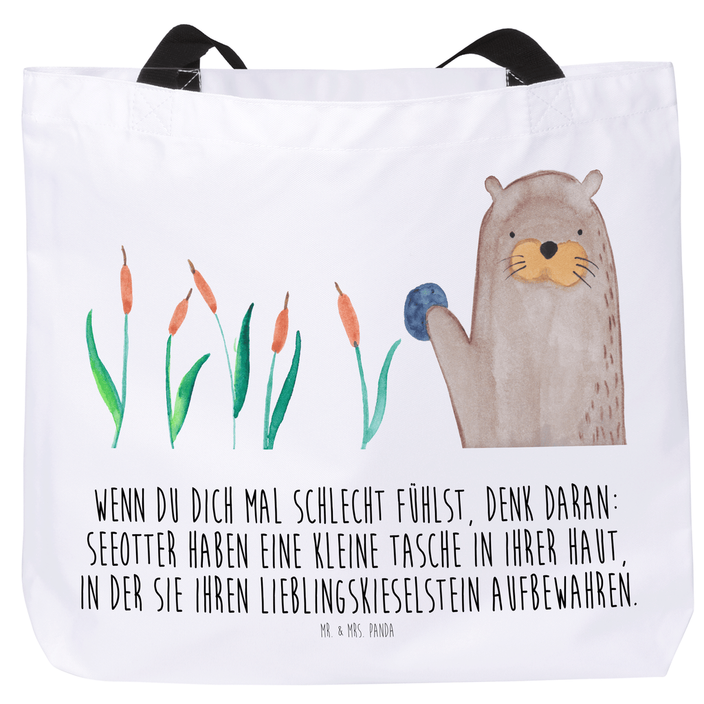Shopper Otter mit Stein Beutel, Einkaufstasche, Tasche, Strandtasche, Einkaufsbeutel, Shopper, Schultasche, Freizeittasche, Tragebeutel, Schulbeutel, Alltagstasche, Otter, Fischotter, Seeotter, Otter Seeotter See Otter