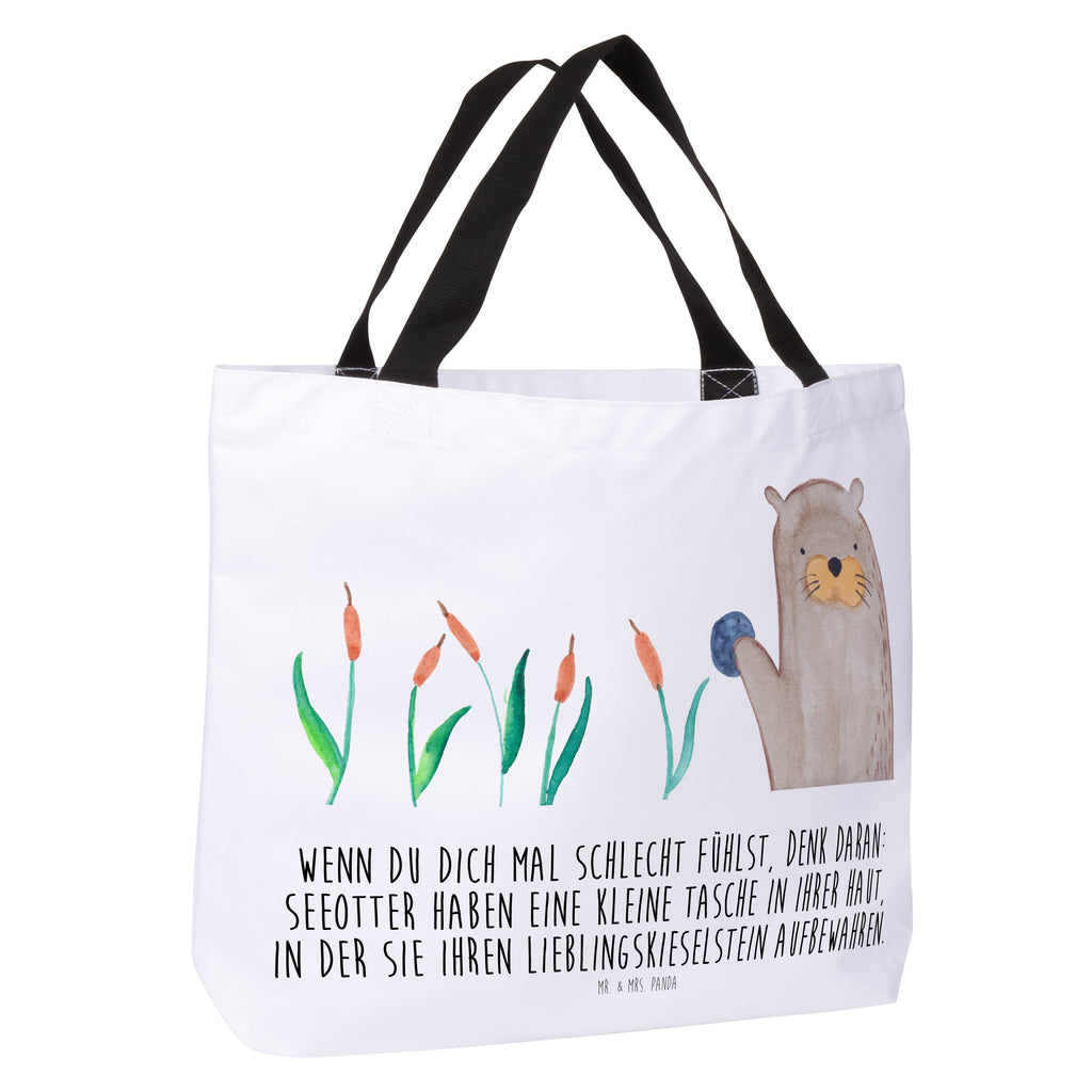 Shopper Otter mit Stein Beutel, Einkaufstasche, Tasche, Strandtasche, Einkaufsbeutel, Shopper, Schultasche, Freizeittasche, Tragebeutel, Schulbeutel, Alltagstasche, Otter, Fischotter, Seeotter, Otter Seeotter See Otter
