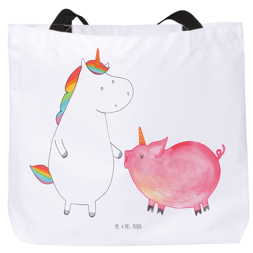Shopper Einhorn + Schweinhorn Beutel, Einkaufstasche, Tasche, Strandtasche, Einkaufsbeutel, Shopper, Schultasche, Freizeittasche, Tragebeutel, Schulbeutel, Alltagstasche, Einhorn, Einhörner, Einhorn Deko, Pegasus, Unicorn, Freundschaft, Schweinhorn, Schwein, Freundin, Schweinchen