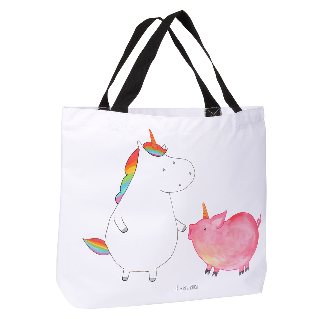 Shopper Einhorn + Schweinhorn Beutel, Einkaufstasche, Tasche, Strandtasche, Einkaufsbeutel, Shopper, Schultasche, Freizeittasche, Tragebeutel, Schulbeutel, Alltagstasche, Einhorn, Einhörner, Einhorn Deko, Pegasus, Unicorn, Freundschaft, Schweinhorn, Schwein, Freundin, Schweinchen