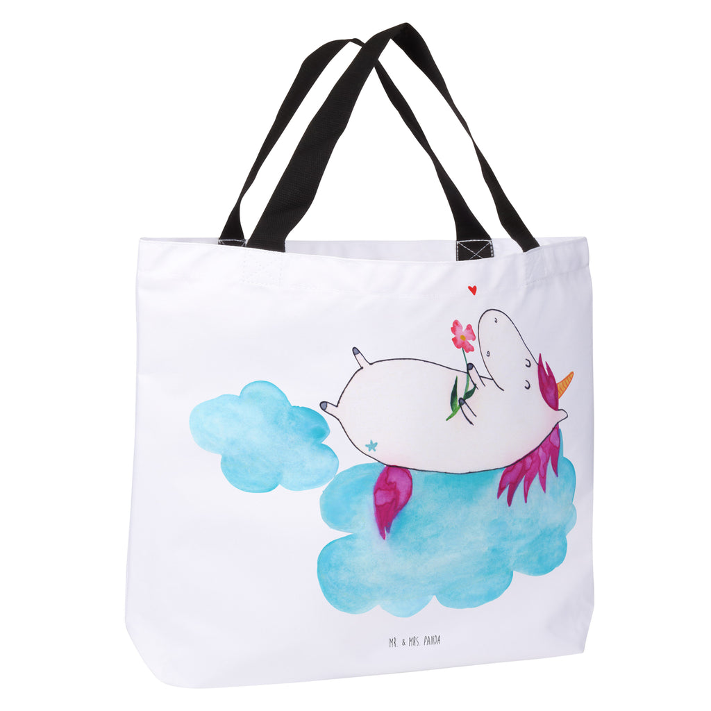 Shopper Einhorn verliebt auf Wolke Beutel, Einkaufstasche, Tasche, Strandtasche, Einkaufsbeutel, Shopper, Schultasche, Freizeittasche, Tragebeutel, Schulbeutel, Alltagstasche, Einhorn, Einhörner, Einhorn Deko, Pegasus, Unicorn, verliebt, Liebe, Liebesbeweis, Freundin, Wolke