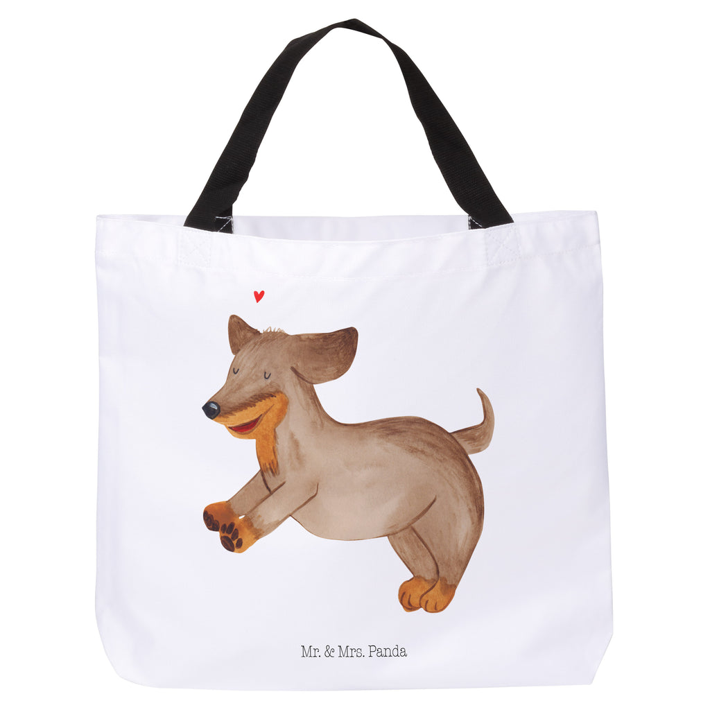 Shopper Hund Dackel fröhlich Beutel, Einkaufstasche, Tasche, Strandtasche, Einkaufsbeutel, Shopper, Schultasche, Freizeittasche, Tragebeutel, Schulbeutel, Alltagstasche, Hund, Hundemotiv, Haustier, Hunderasse, Tierliebhaber, Hundebesitzer, Sprüche, Hunde, Dackel, Dachshund, happy dog