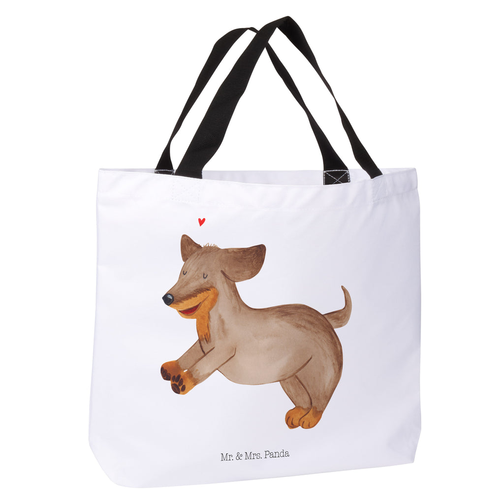 Shopper Hund Dackel fröhlich Beutel, Einkaufstasche, Tasche, Strandtasche, Einkaufsbeutel, Shopper, Schultasche, Freizeittasche, Tragebeutel, Schulbeutel, Alltagstasche, Hund, Hundemotiv, Haustier, Hunderasse, Tierliebhaber, Hundebesitzer, Sprüche, Hunde, Dackel, Dachshund, happy dog