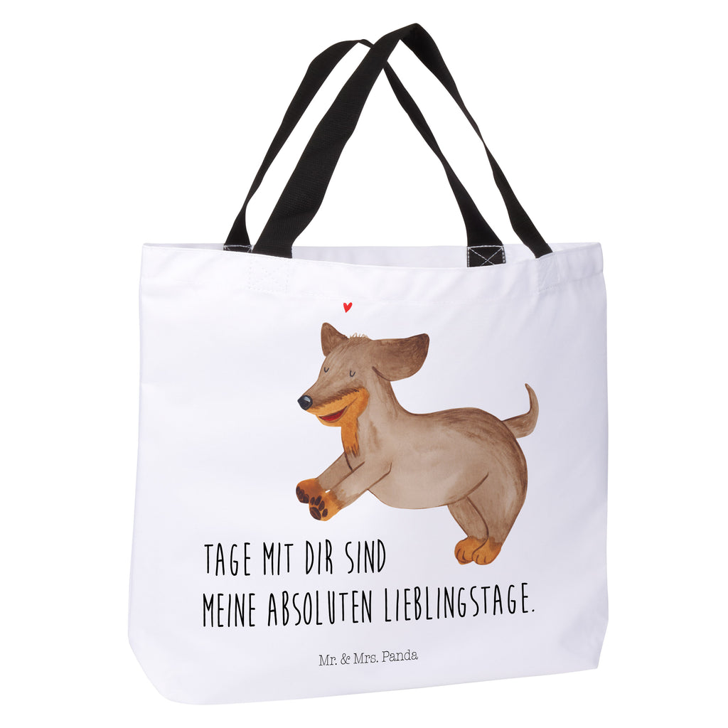 Shopper Hund Dackel fröhlich Beutel, Einkaufstasche, Tasche, Strandtasche, Einkaufsbeutel, Shopper, Schultasche, Freizeittasche, Tragebeutel, Schulbeutel, Alltagstasche, Hund, Hundemotiv, Haustier, Hunderasse, Tierliebhaber, Hundebesitzer, Sprüche, Hunde, Dackel, Dachshund, happy dog
