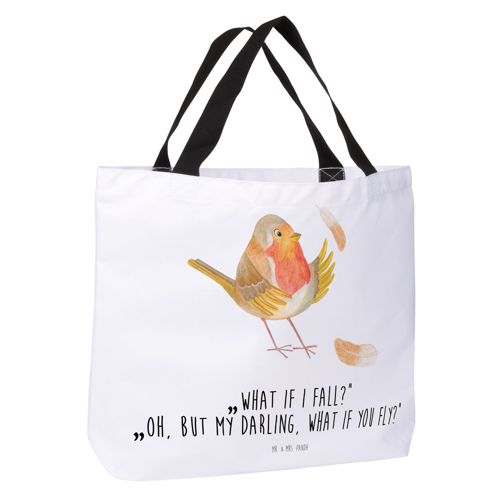 Shopper Rotkehlchen mit Federn Beutel, Einkaufstasche, Tasche, Strandtasche, Einkaufsbeutel, Shopper, Schultasche, Freizeittasche, Tragebeutel, Schulbeutel, Alltagstasche, Tiermotive, Gute Laune, lustige Sprüche, Tiere, What if i fall, Rotkehlchen, Spruch Motivation, Spruch Mut, Vogel, Motivation Sprüche, Motivationsbilder, fliegen