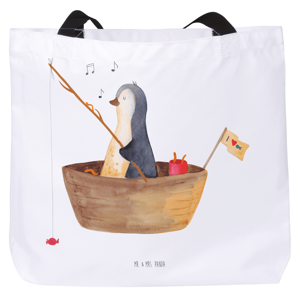 Shopper Pinguin Angelboot Beutel, Einkaufstasche, Tasche, Strandtasche, Einkaufsbeutel, Shopper, Schultasche, Freizeittasche, Tragebeutel, Schulbeutel, Alltagstasche, Pinguin, Pinguine, Angeln, Boot, Angelboot, Lebenslust, Leben, genießen, Motivation, Neustart, Neuanfang, Trennung, Scheidung, Geschenkidee Liebeskummer