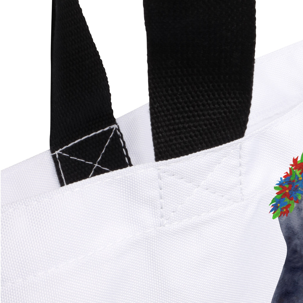 Shopper Pinguin Blumenkranz Beutel, Einkaufstasche, Tasche, Strandtasche, Einkaufsbeutel, Shopper, Schultasche, Freizeittasche, Tragebeutel, Schulbeutel, Alltagstasche, Pinguin, Pinguine, Blumenkranz, Universum, Leben, Wünsche, Ziele, Lebensziele, Motivation, Lebenslust, Liebeskummer, Geschenkidee